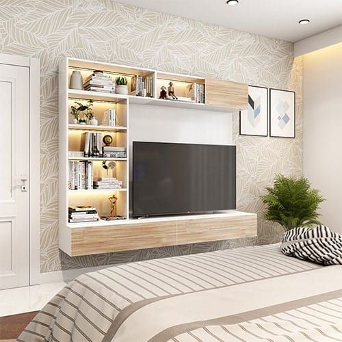 Bedroom designs in Whitefield Bangalore designed a bedroom with a tv unit