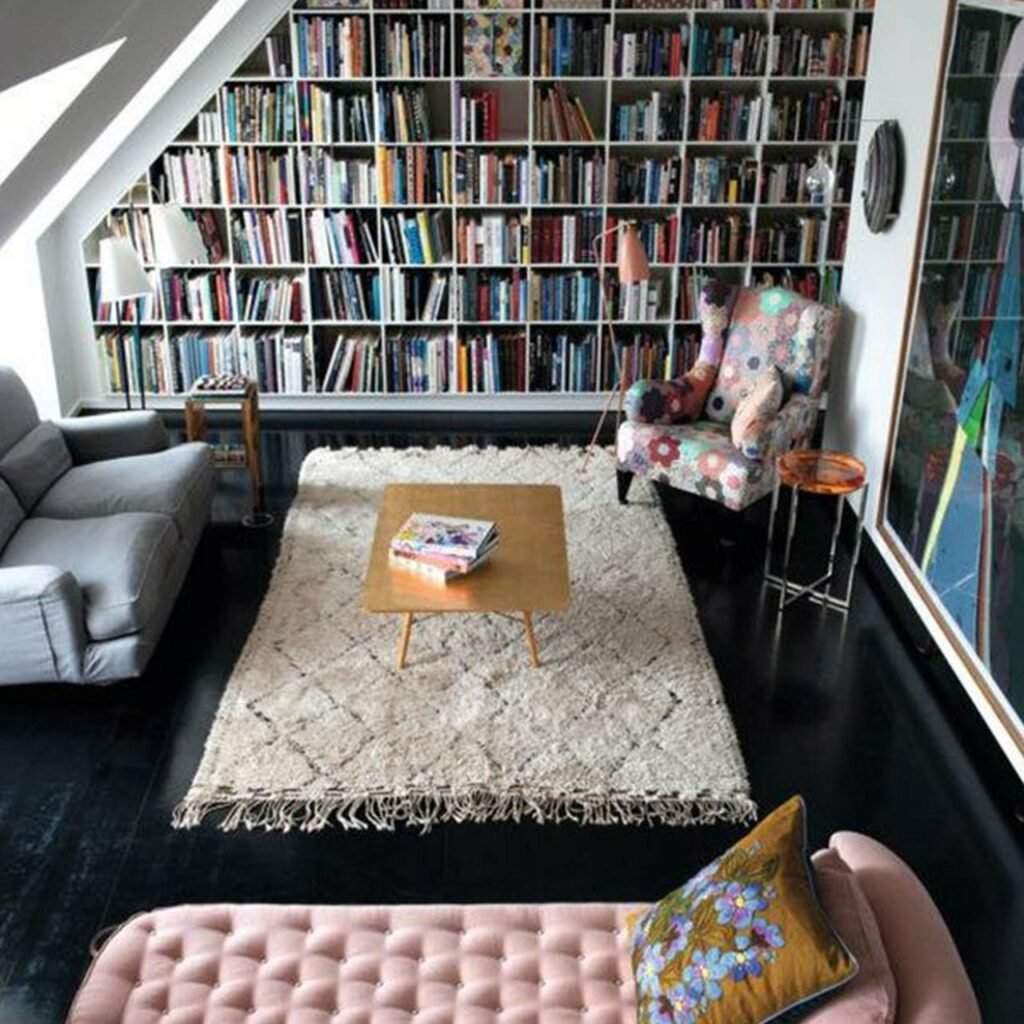 Study room bookshelf design with a large collection of books