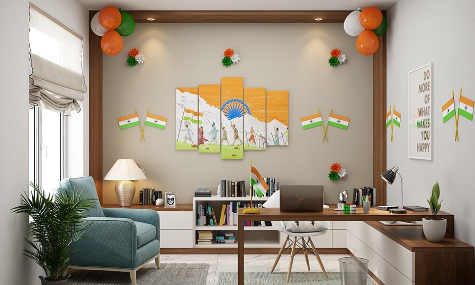 Home office space with cubicle decoration ideas for independence day 2022