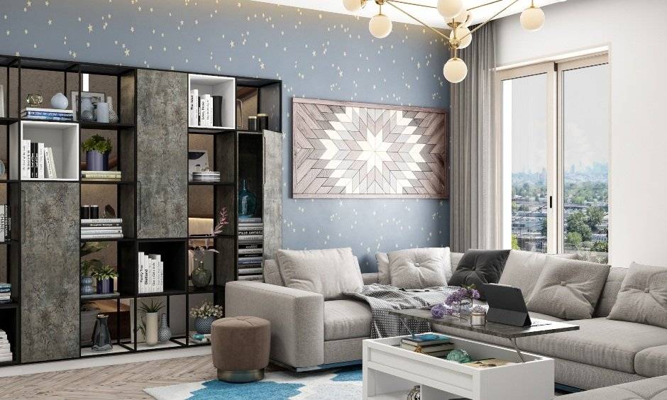 Modern drawing room design with modern false ceiling, latest sofa designs, sleek cupboards, latest furniture, wooden sofas, led panels.