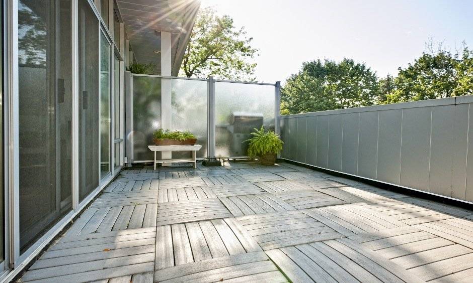 Modern balcony safety grill designed with fully enclosed space and solid filled grill panels ensure excellent safety.