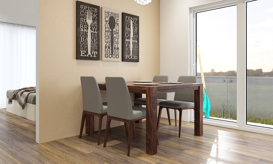 Sturdy farmhouse dining table for compact homes