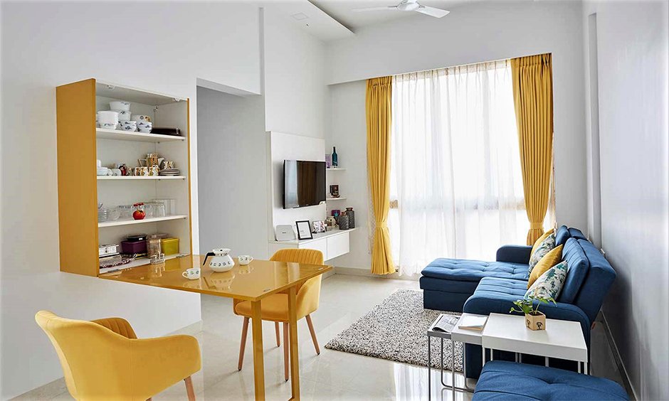 Foldable dining table designs with an in-built cabinet