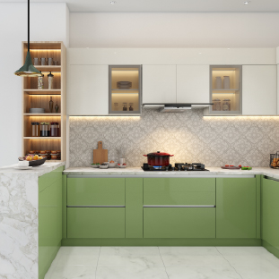 G-shaped kitchen design for independent houses in Noida
