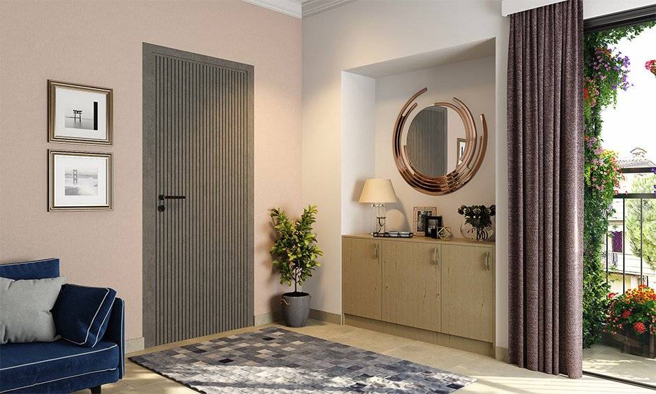 An entryway wall design with a mirror makes your entryway look bright and spacious