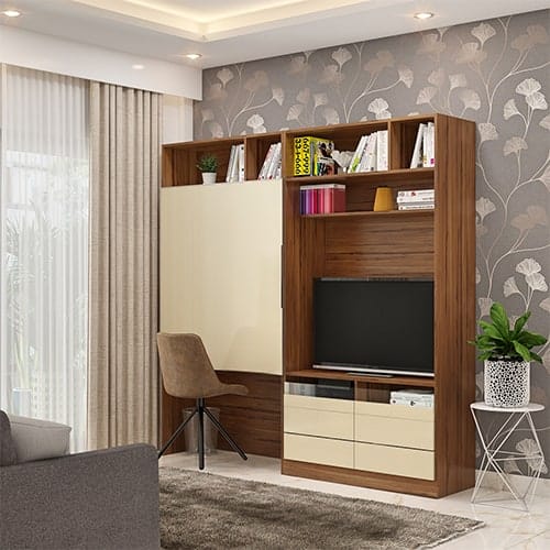 Interior designers in Whitefield Bengaluru designed a compact study cum tv unit
