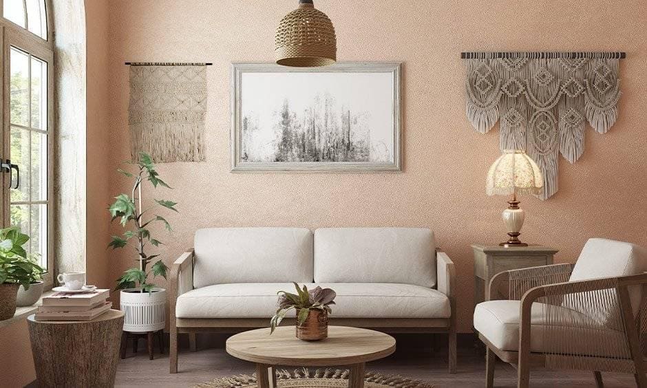 Japandi interior design styles which have raw cut wood coffee table
