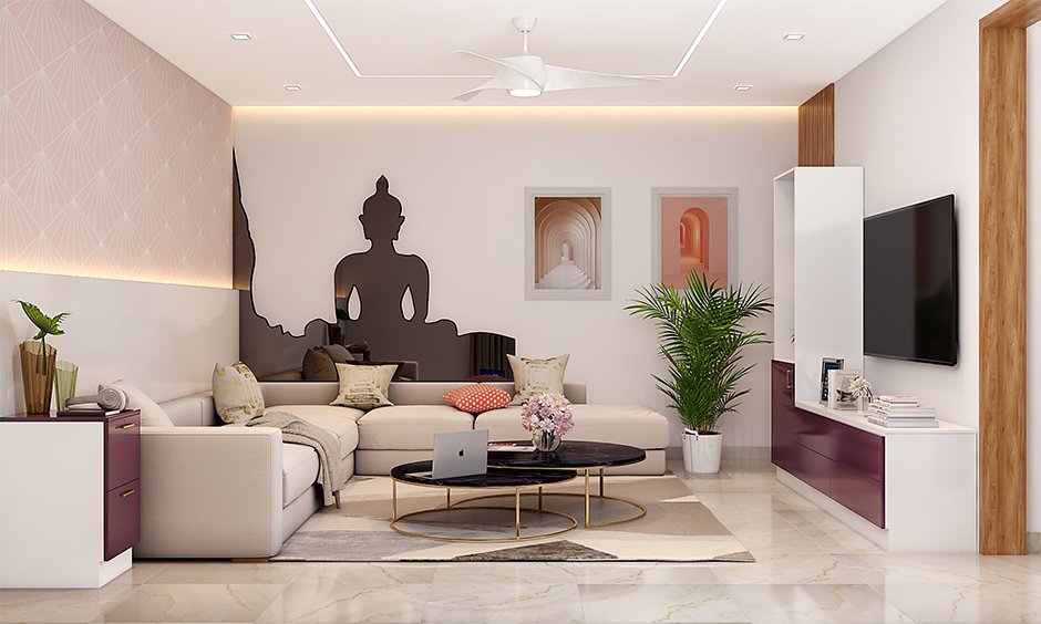 Kid-friendly living room with acrylic finish furniture lends a seamless look and mirror-like finish Kid-friendly living room with acrylic finish furniture lends a seamless look and mirror-like finish