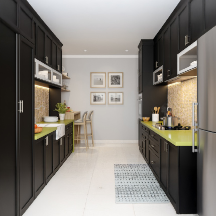 Modern parallel modular kitchen with stylish kitchen cabinets in Hyderabad