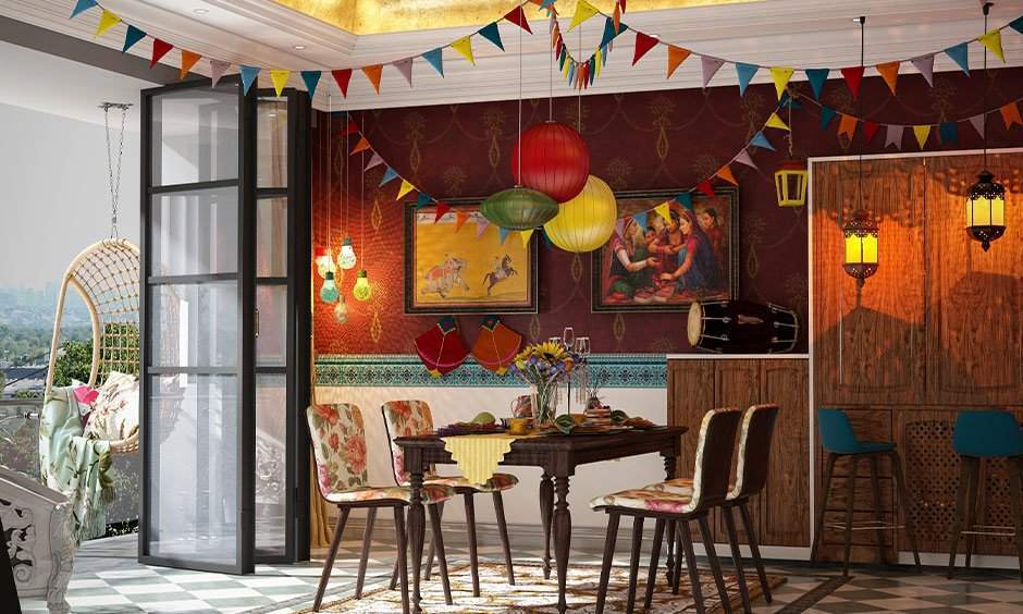 Lohri decoration for dining room by filling dining table with delicious treats
