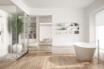 Modern bathroom designs in an elegant look with white colour