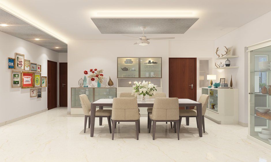 Modern classic interior design with warm led lights with hints of grey as focal point