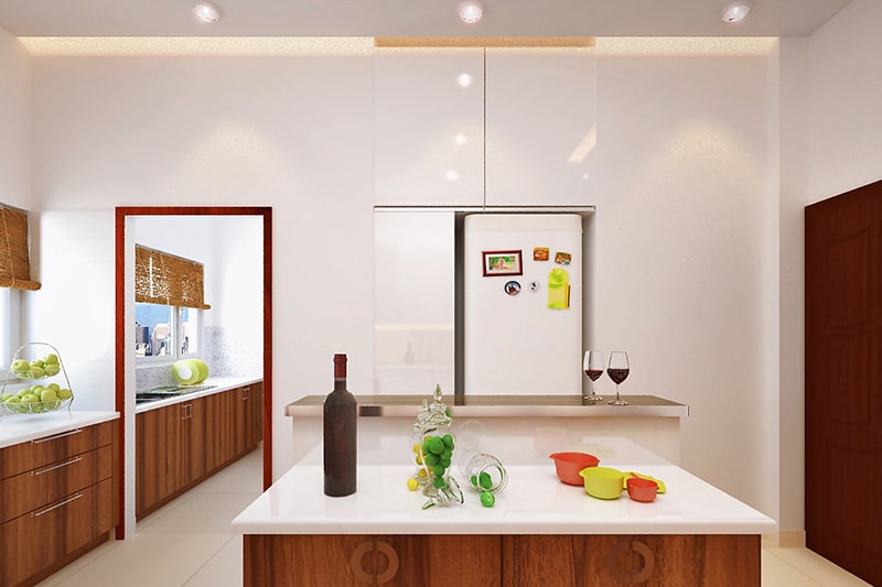Modern kitchen ceiling design by metal panels are more modern and minimal for kitchen fall ceiling design