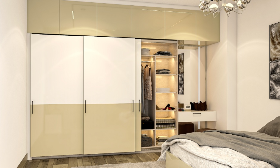 Modern loft wardrobe design maximising vertical space up to ceiling for smart bedroom storage