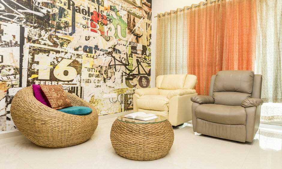 Small drawing room interior design with multifunctional furniture