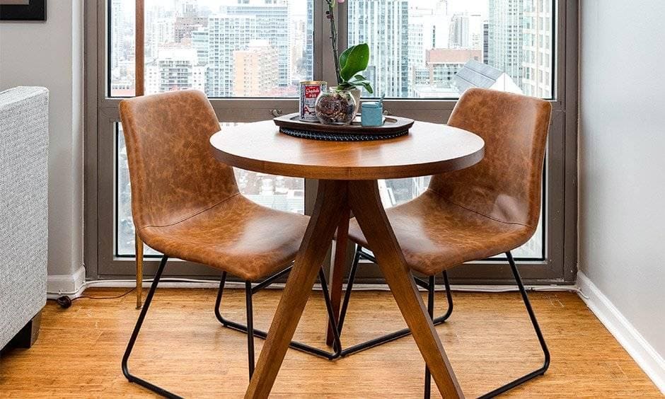 Small luxury dining room table with leatherette chairs