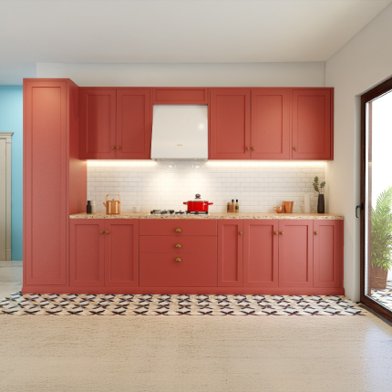 Straight kitchen design for small apartments in Mumbai