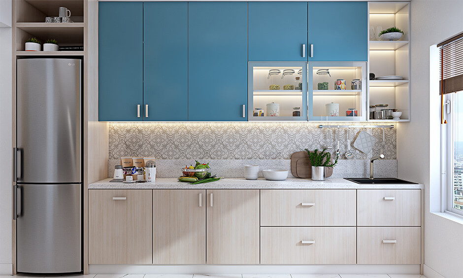 Straight modular kitchen layout with price estimation