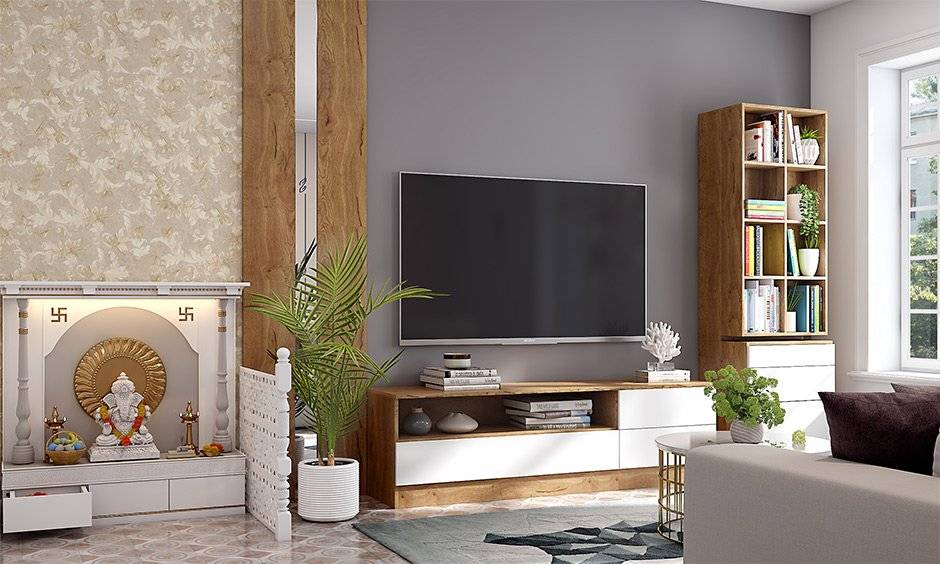 No Puja Room? A TV Unit With Mandir Solves Your Problem!