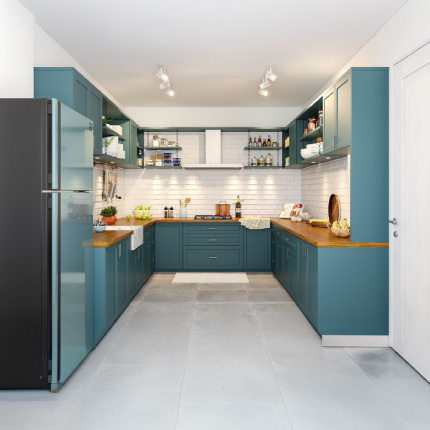 U shaped modular kitchen design for villas in Navi Mumbai Vashi