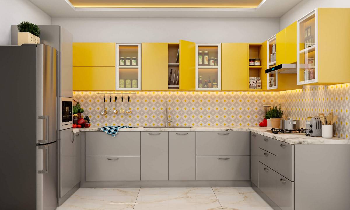 U-shaped modular kitchen design used for cost calculation