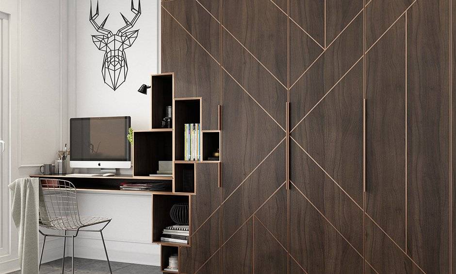 Wardrobe with study table design